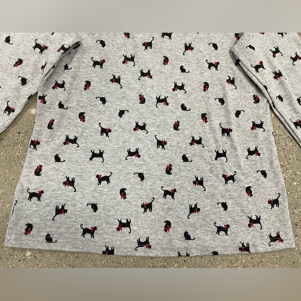 Black Cat all over print turtleneck glitter bows perfect for layering comfy cozy - Picture 4 of 10